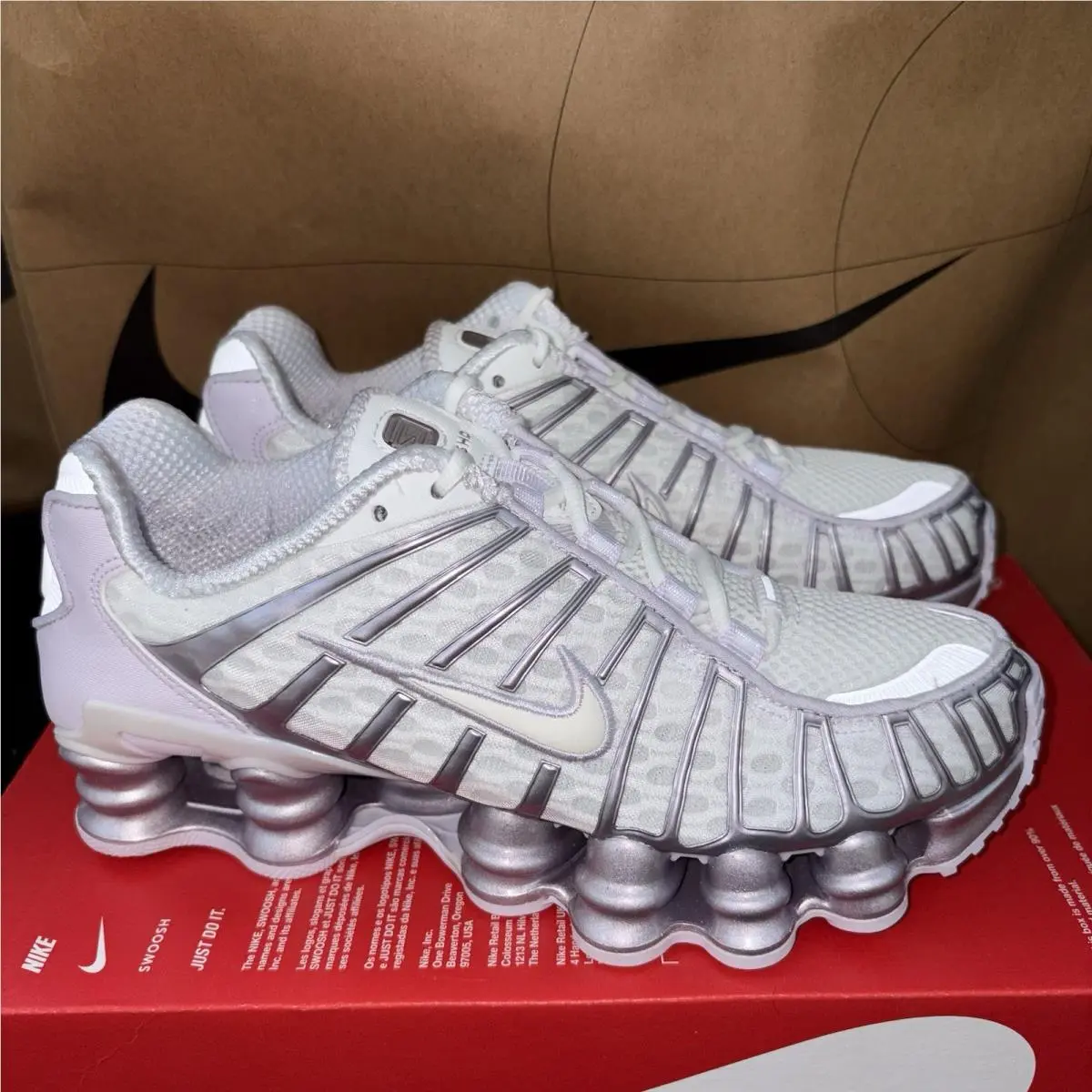 Nike Shox TL Women`s Size 6 Summit White/sail-barely Grape Nby AR3566-104