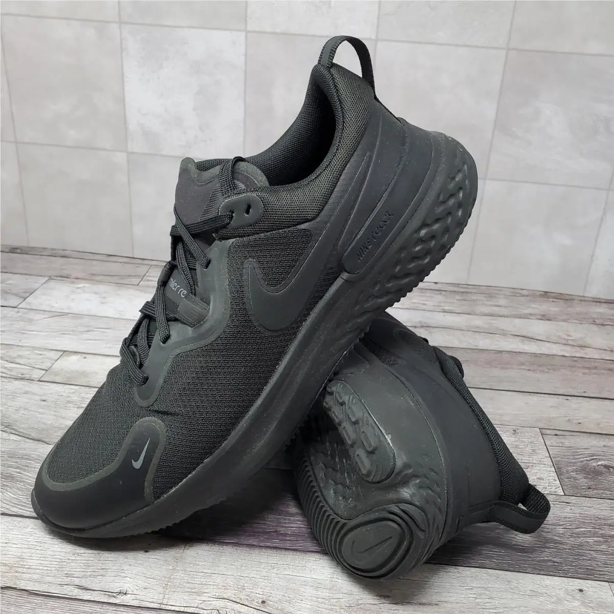 Nike React Miler 2 Men`s Size 9.5 Black Mesh Running Shoes CW1777-006