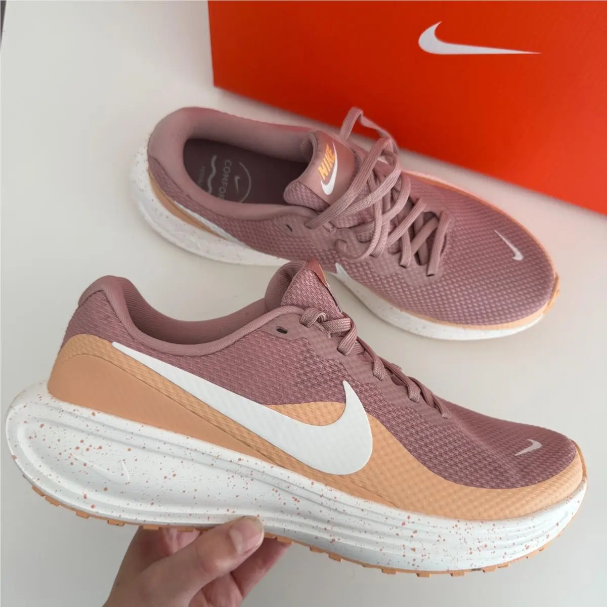 Nike Running Shoes Womens 10 Pink Orange Revolution 8 Athletic Road Sneakers