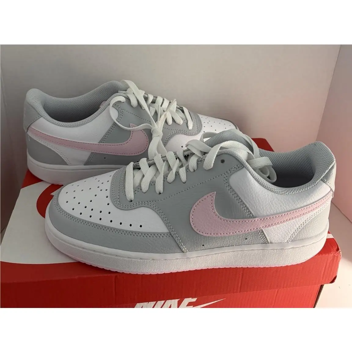 Court Vision Low Pure Platinum Pink White Women`s 10 Men`s 8.5 IB4009-043 by Nike
