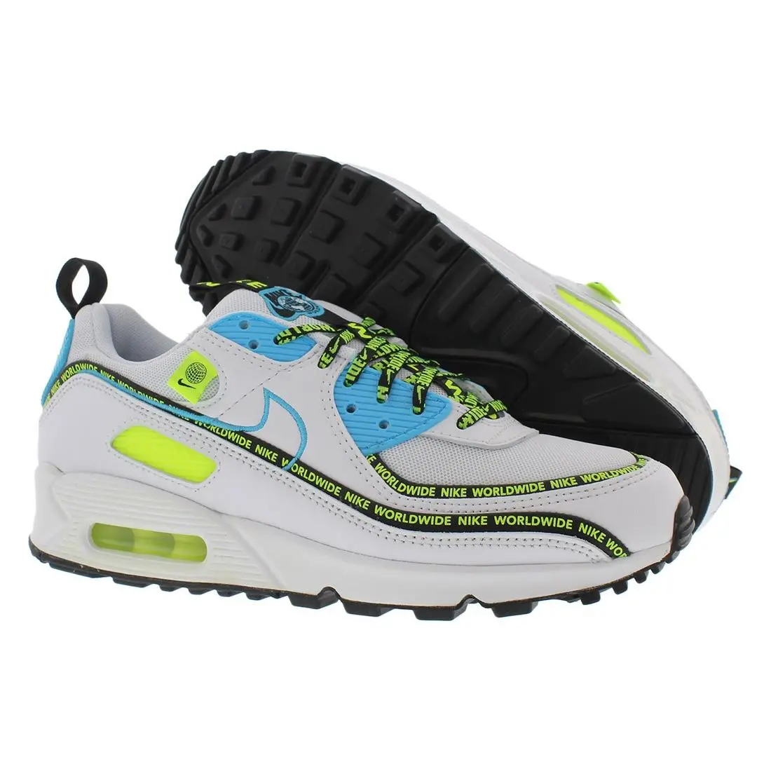 Nike Air Max 90 SE Unisex Shoes Size 9.5 Color: White/blue Fury/black/volt - White, Main: White