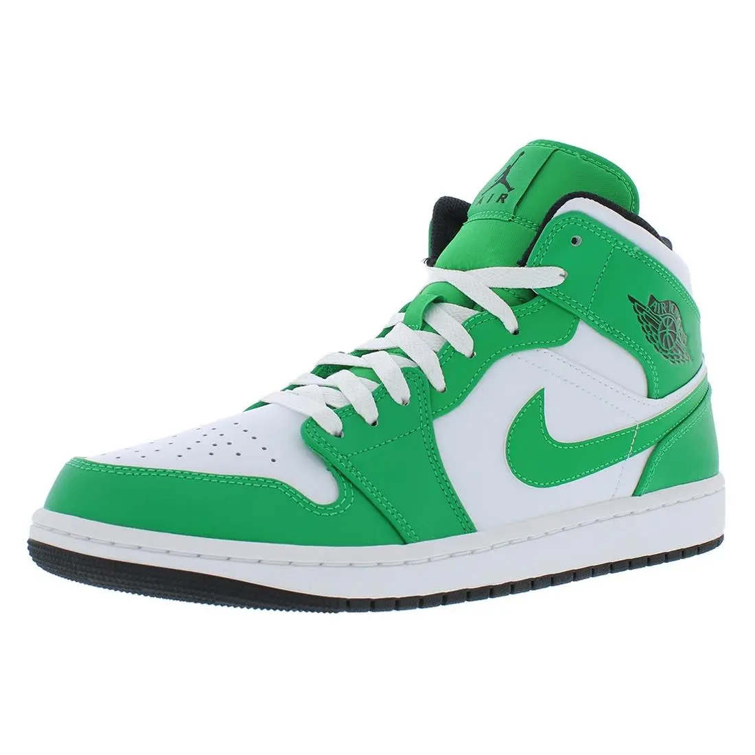 Nike Air Jordan 1 Mid Leather Mens Shoes Size 11 Color: Lucky Green/black/white