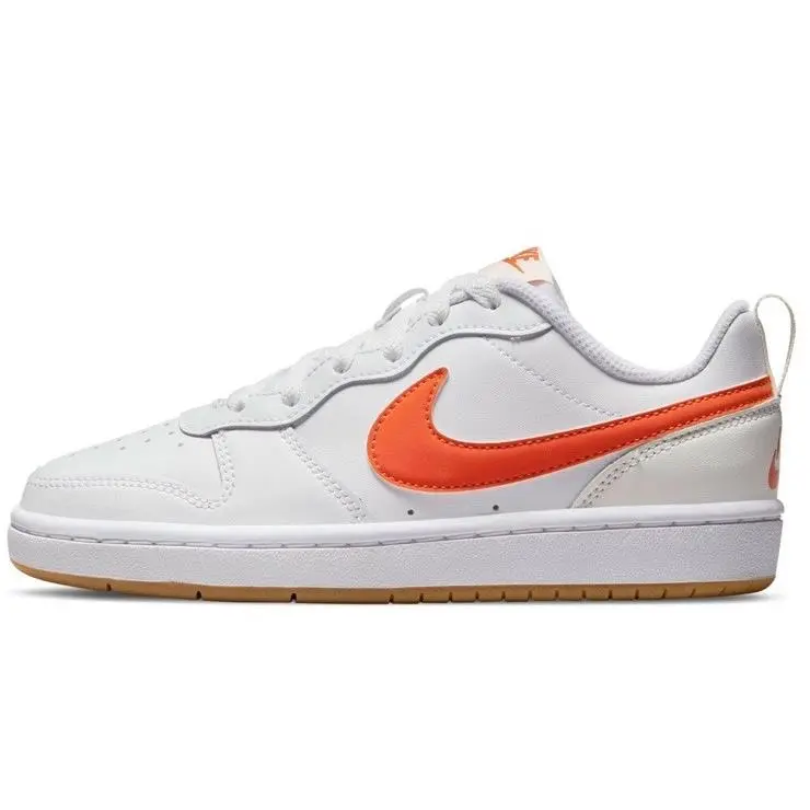Nike Court Borough Low 2 Grade School White Orange BQ5448-114 Youth Size 6.5 W 8