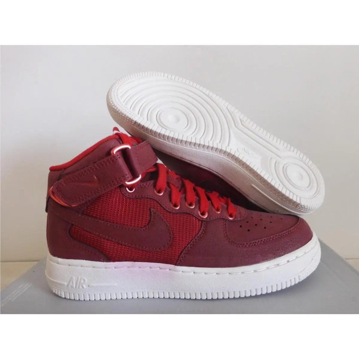 Nike Air Force 1 Mid LV8 GS Team Red-gym Red-summit White Sz 5Y 820342-600