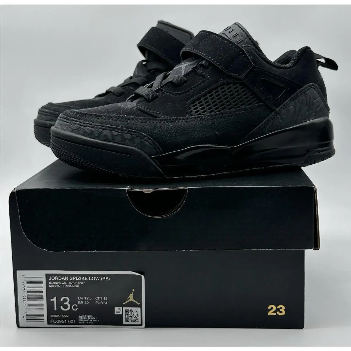 Nike Jordan Spizike Low PS Kids Size 13c Anthracite Black