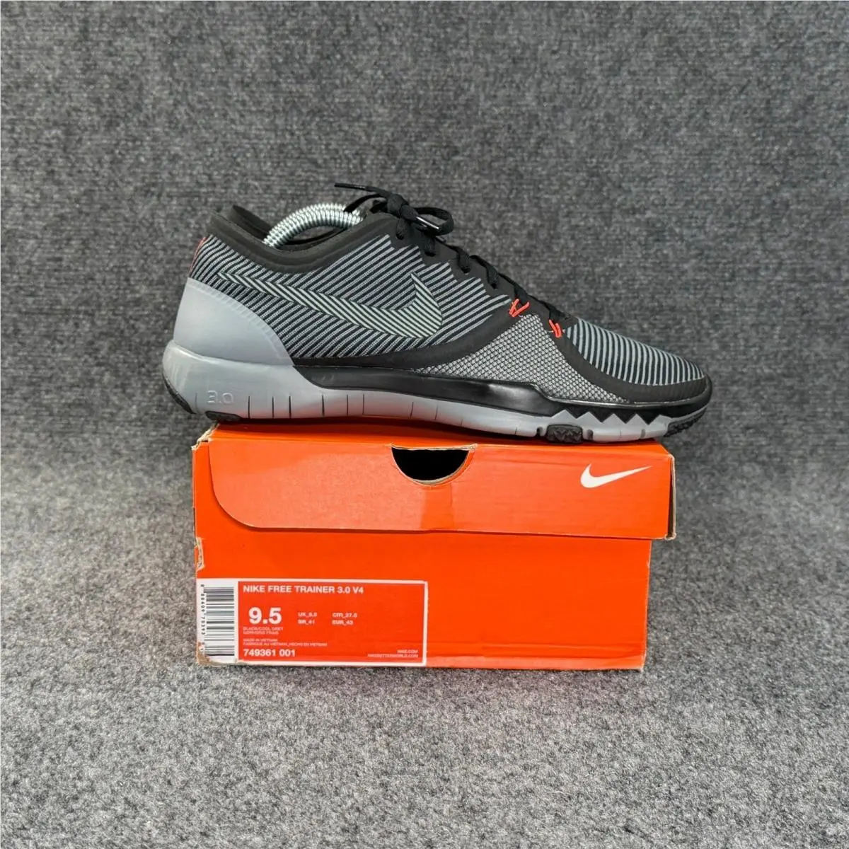 Nike Free Trainer 3.0 V4 Shoes Mens 9.5 Black Grey Athletic Run Running Sneakers