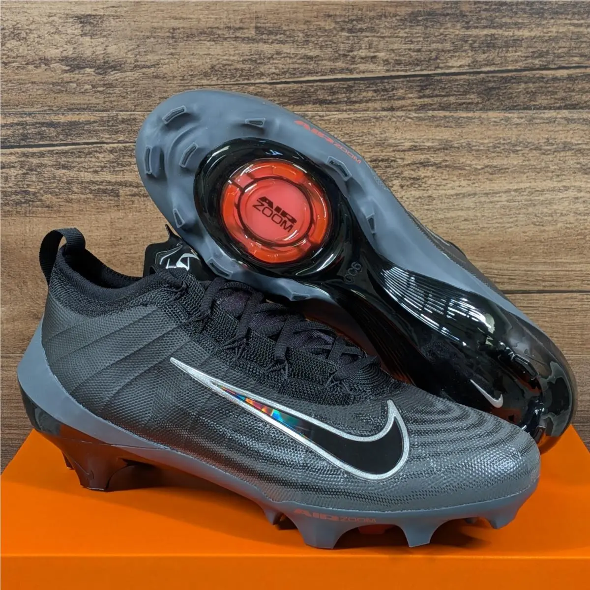 Zoom Air Vapor Elite 1 Men`s 8.5 Black Dark Grey Football Cleats FB3288-002 by Nike