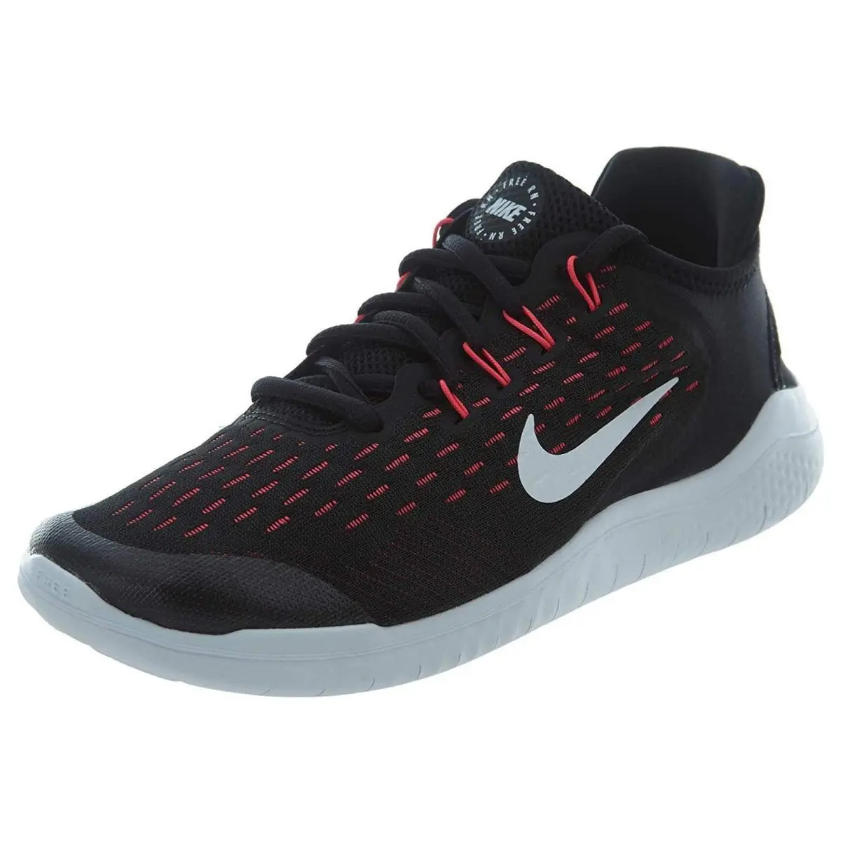 Nike Free RN 2018 Black/white-racer Pink-volt Running Shoes Grade School Boy 7 Y