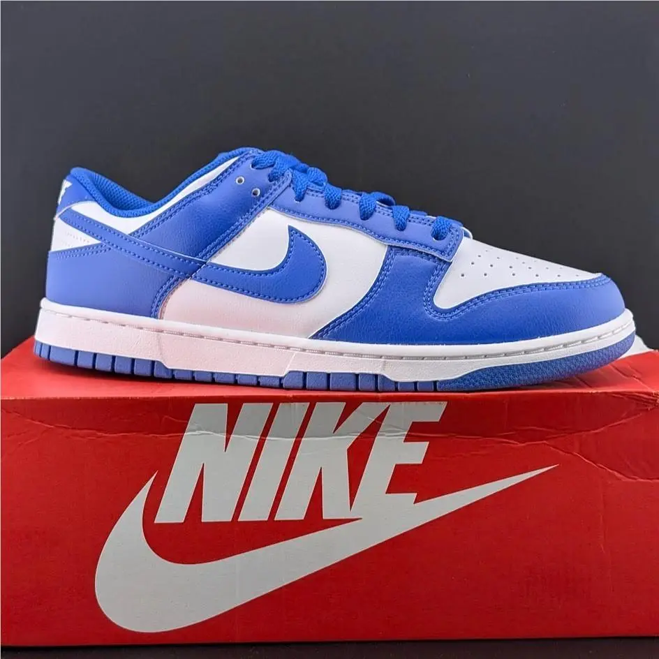 Nike Men`s Size 11 Dunk Low White Hyper Royal HF5441-112