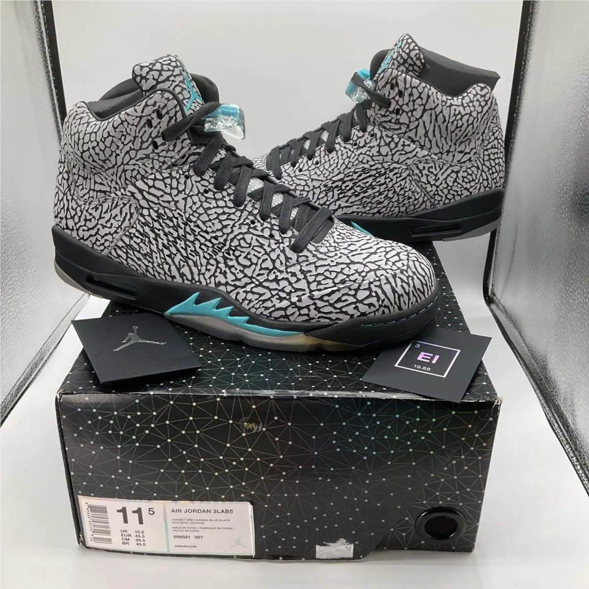 Nike Jordan 5 Retro 3Lab5 Size 11.5 Mens Cement Grey Gamma Blue Shoes 599581-007