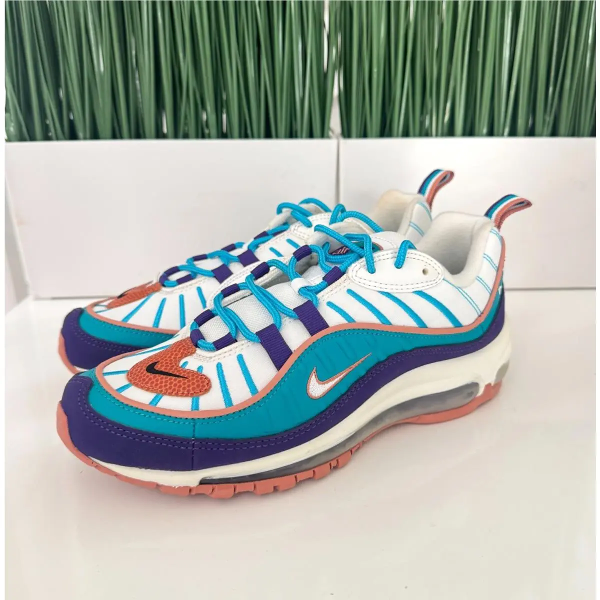 Nike Air Max 98 Teal Nby Charlotte Hornets BV4872-500 Size 7Y/ Womens Size 8.5