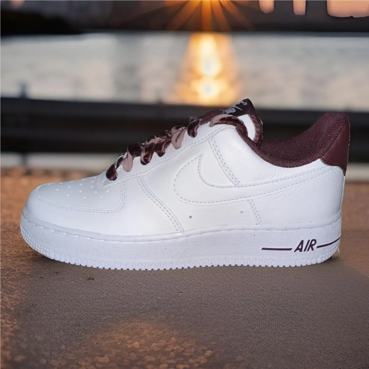 Women`s Size 6 Nike Air Force 1 07 Vintage White Burgundy HV4403-600