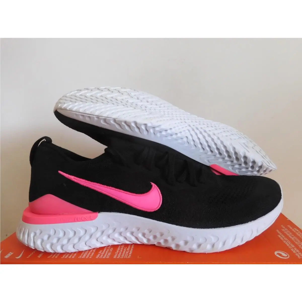 Nike Epic React Flyknit 2 Black-black-pink Blast-white Sz 15 BQ8928-013
