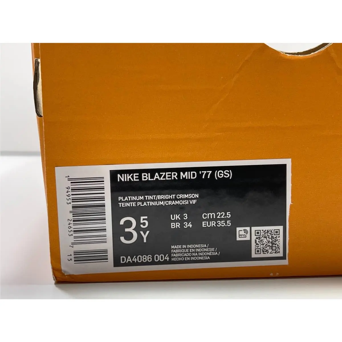 Nike shoes - Nike Blazer 77 - Blazer - DA4086-004 - Platinum Tint Bright Crimson Red Grey (UPC: 194953246537) 8