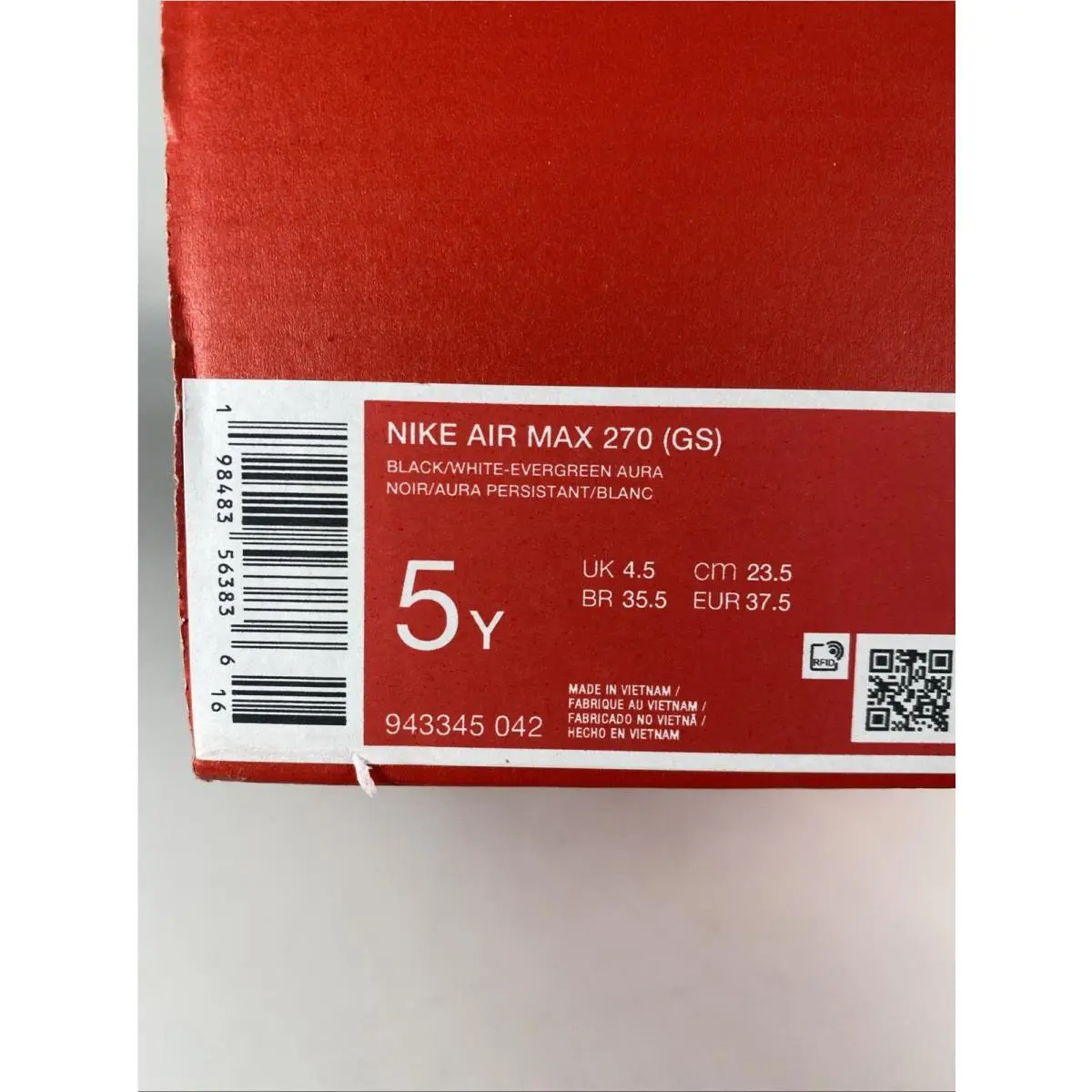 Nike shoes - Nike Air Max 270 - Air Max - 943345 042 - Black/White-Evergreen Aura (UPC: 198483563836) 8