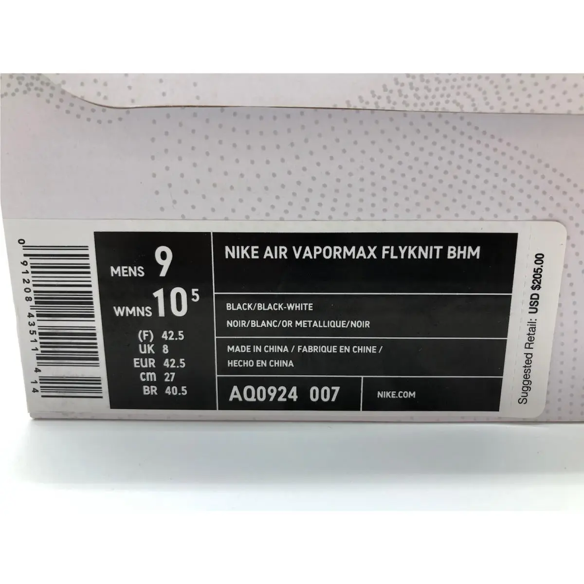 Nike shoes - Nike Air VaporMax Flyknit - Air VaporMax Flyknit - AQ0924-007 - Black (UPC: 091208435114) 9