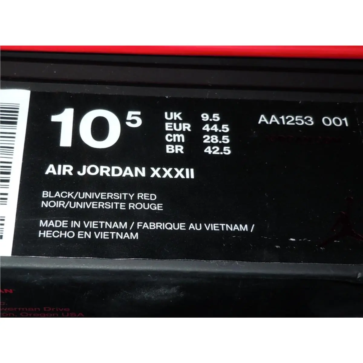 Nike shoes - Air Jordan 32 - Air - AA1253-001 - Black, Manufacturer: Black/University Red 8