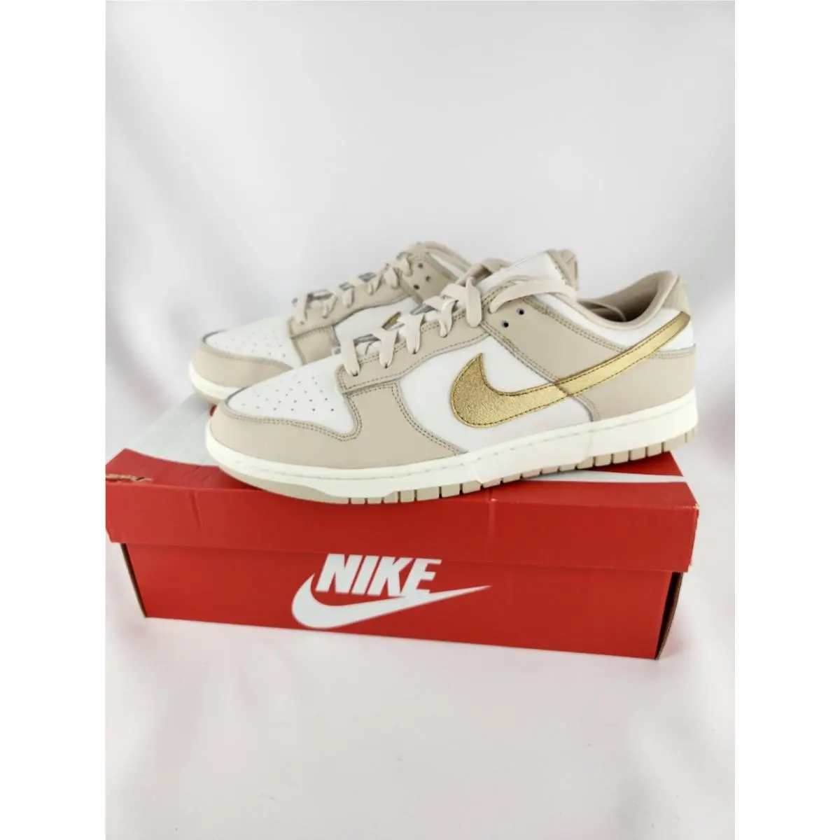 Nike Dunk Low Phantom Metallic Gold Men 12 DX5930-001 Sneakers Shoes W 10.5