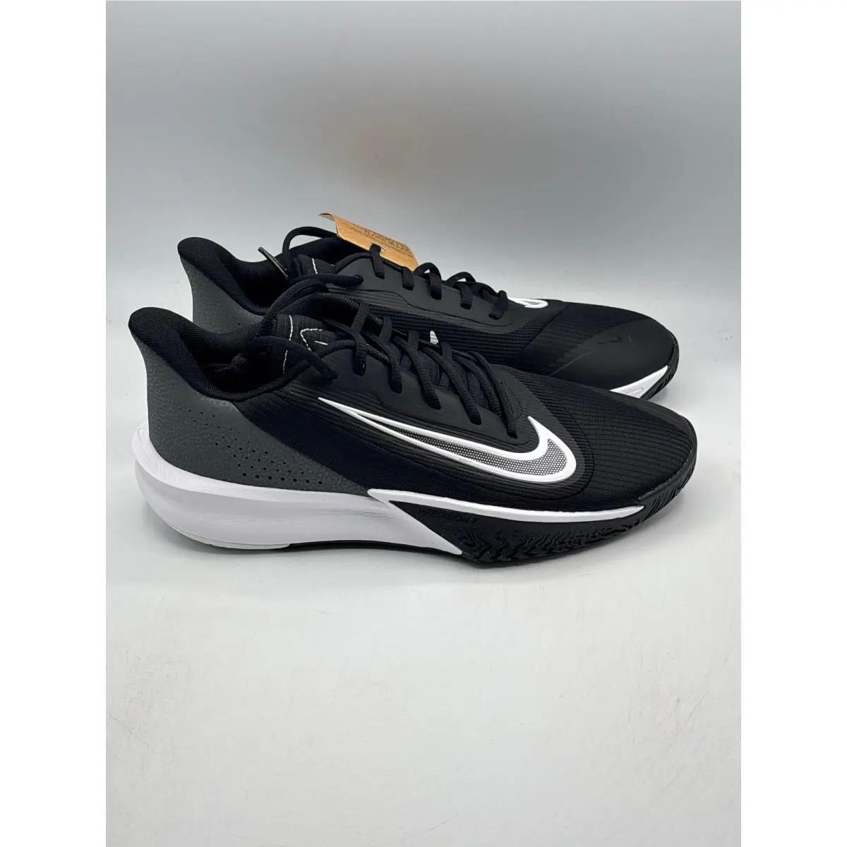 Nike Precision Vii Basketball Men 10 Black White Iron Grey Low Top FN4322-005