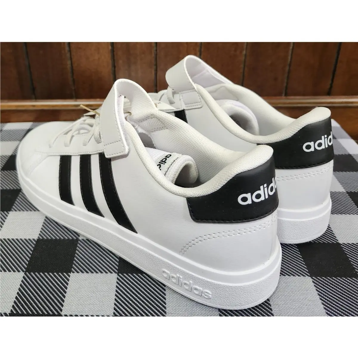 Nike shoes - NIKE GRAND COURT 2.0 EL K - WHITE WITH BLACK STRIPES 8