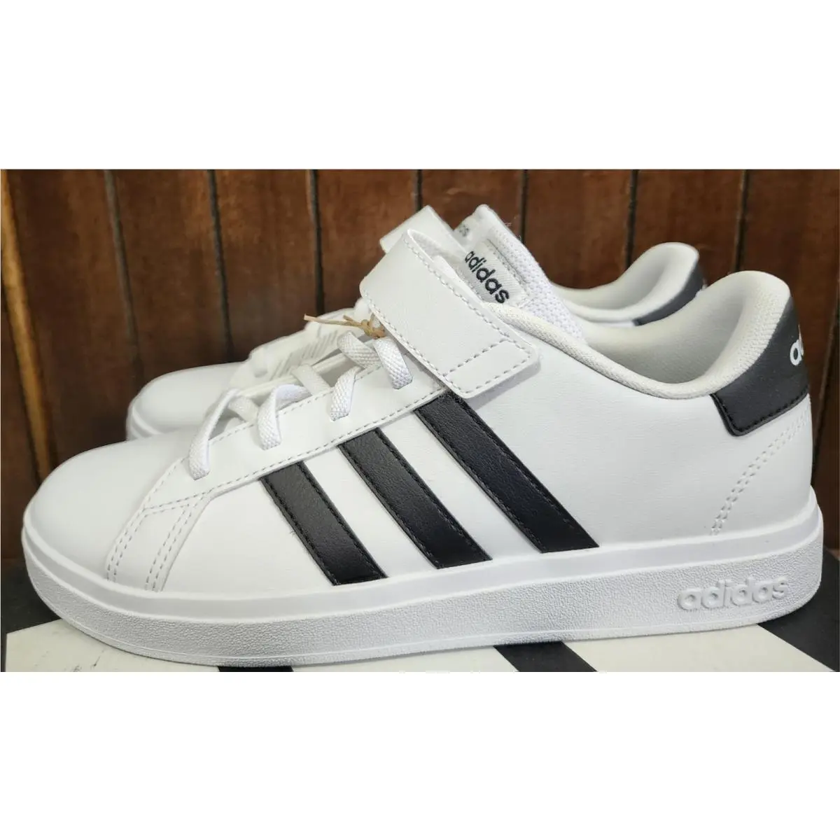 Nike shoes - NIKE GRAND COURT 2.0 EL K - WHITE WITH BLACK STRIPES 19