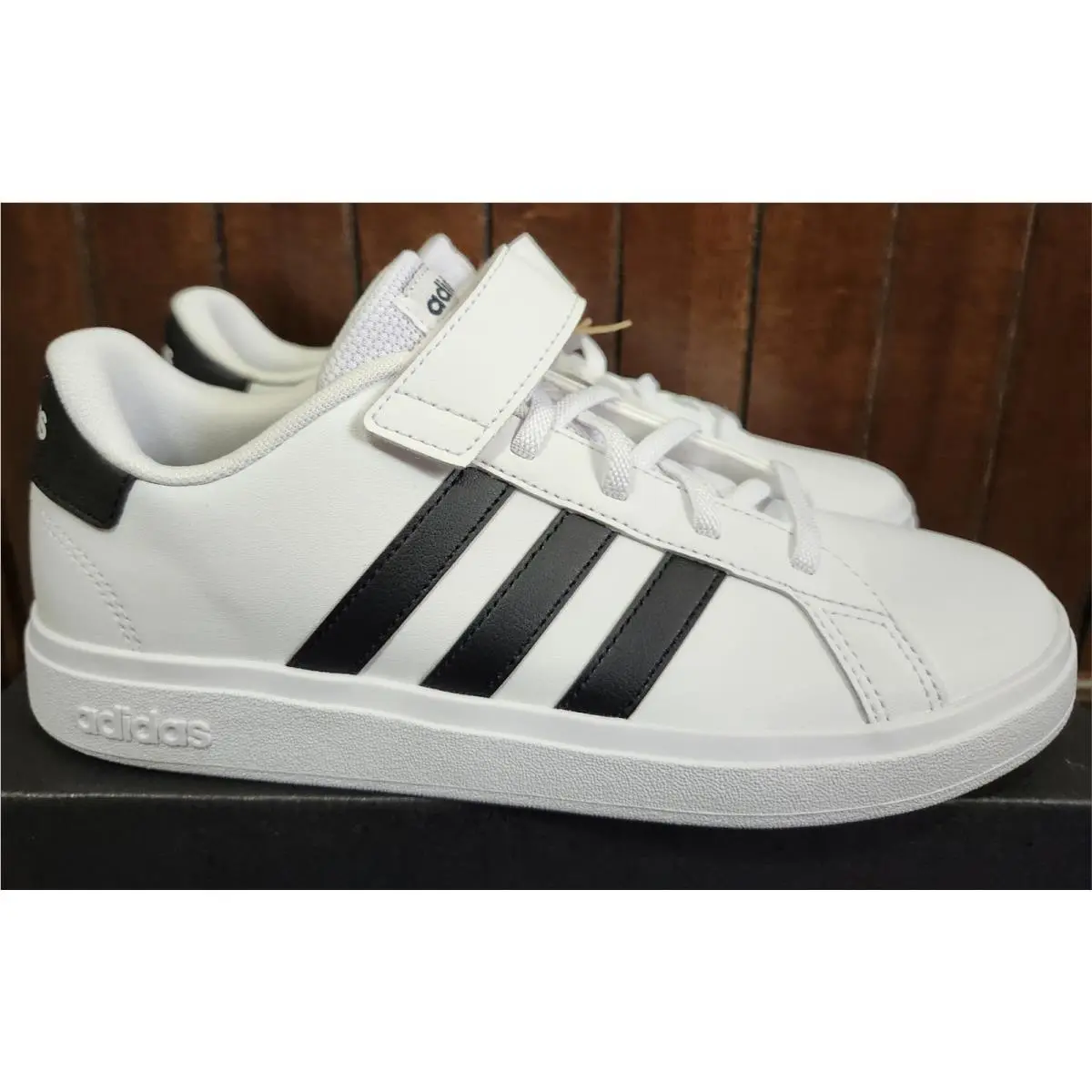 Nike shoes - NIKE GRAND COURT 2.0 EL K - WHITE WITH BLACK STRIPES 2