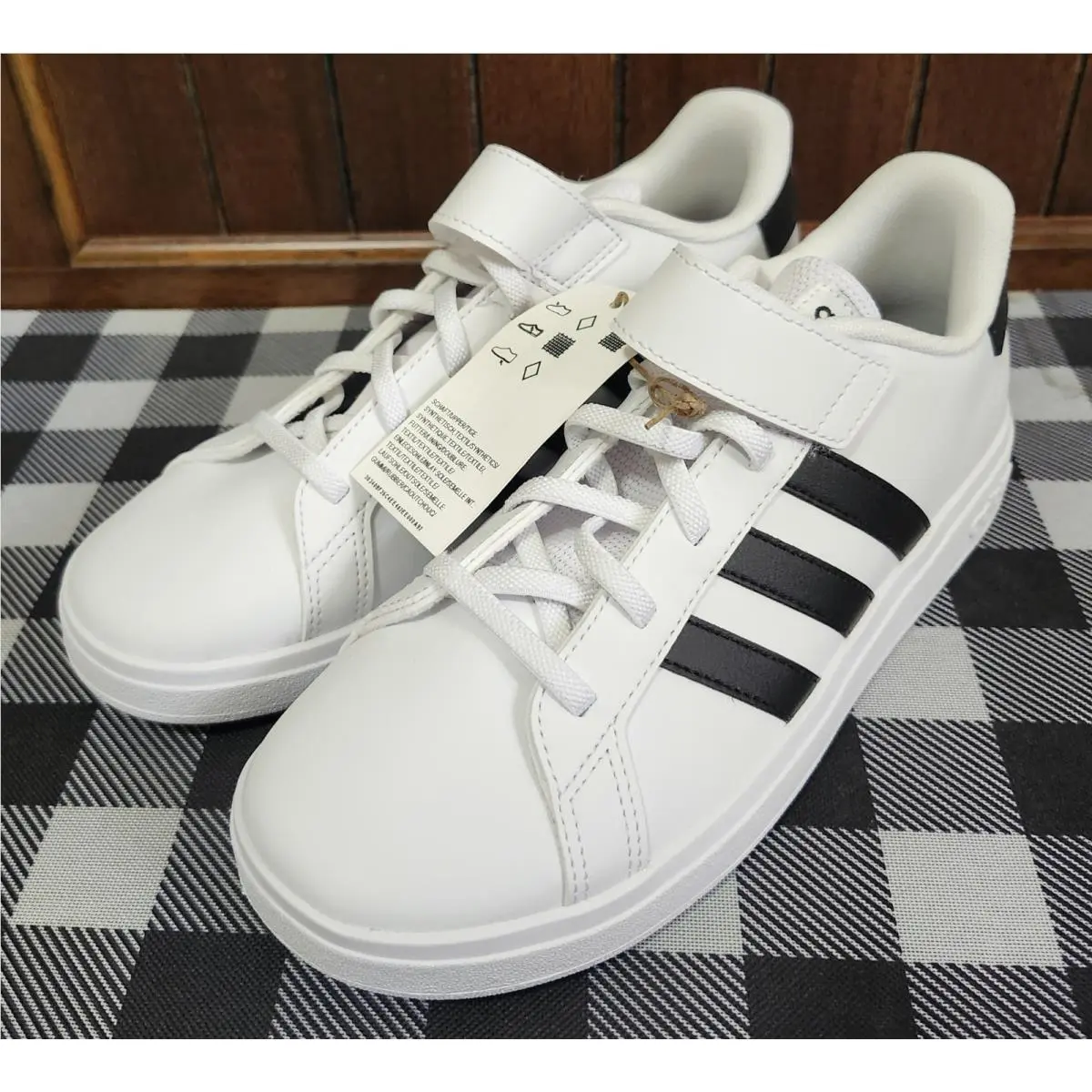 Nike shoes - NIKE GRAND COURT 2.0 EL K - WHITE WITH BLACK STRIPES 3