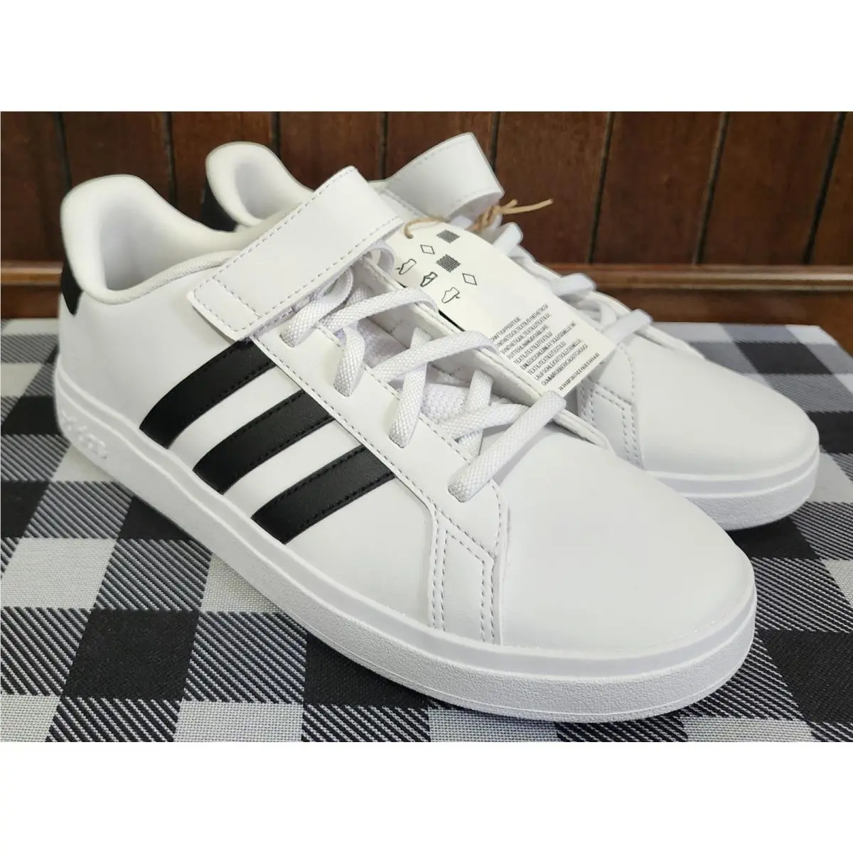 Nike shoes - NIKE GRAND COURT 2.0 EL K - WHITE WITH BLACK STRIPES 4
