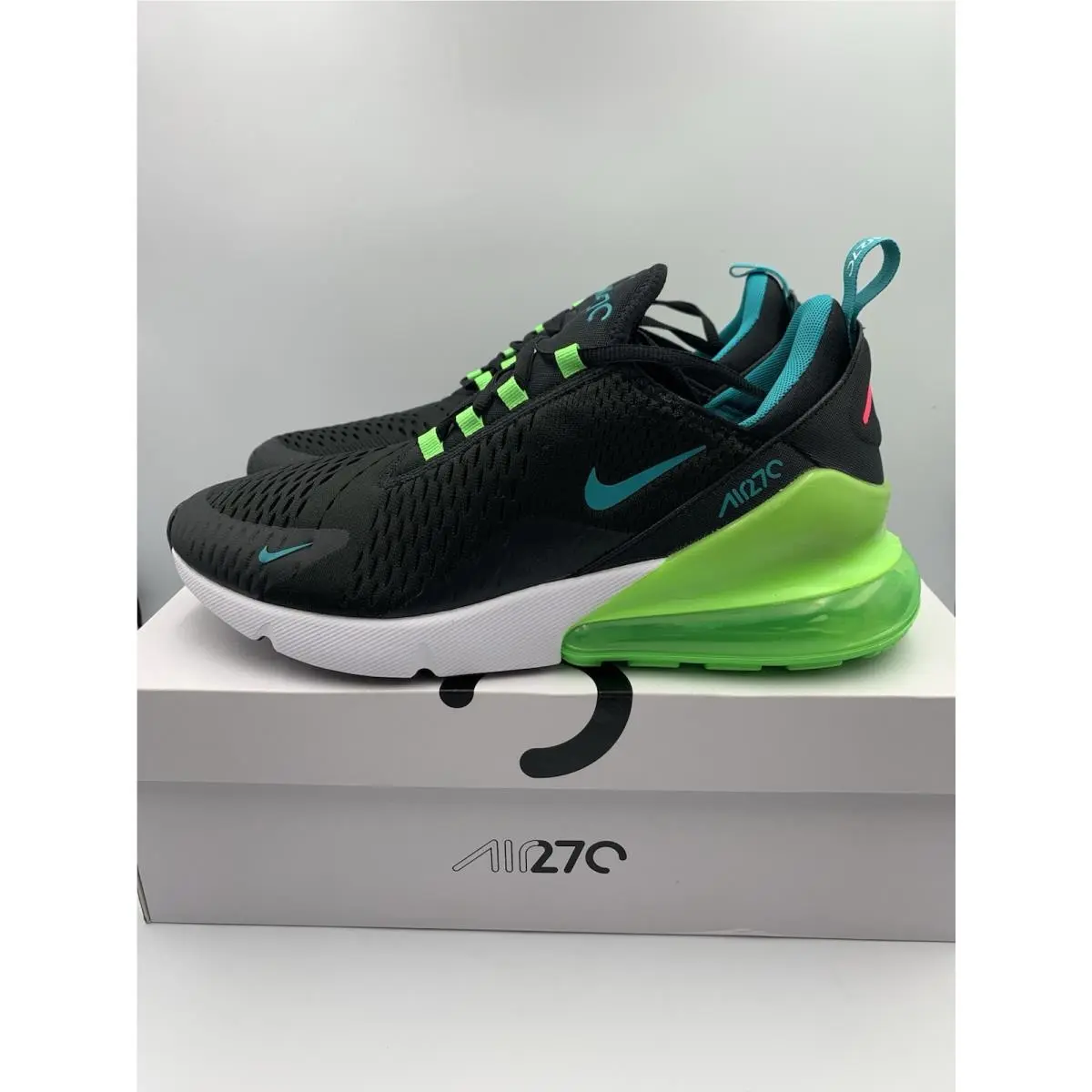 Nike Air Max 270 Shoes Black Green Teal Men`s Size 11 - DJ5136-001 W/box