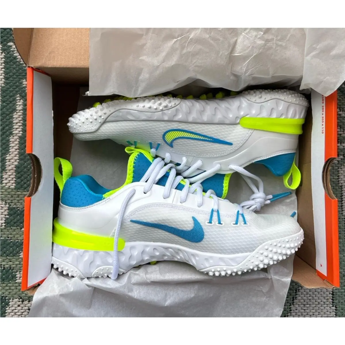 Nike Huarache 9 Elite Turf Lax SE FV6148 100 White Blue Men 5.5 Women 7 Fit SM
