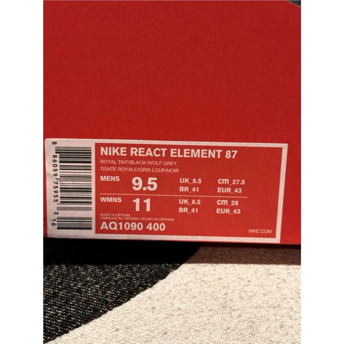 Nike shoes - Nike React Element 87 - React Element - AQ1090-400 - Blue (UPC: 0886059759553) 4