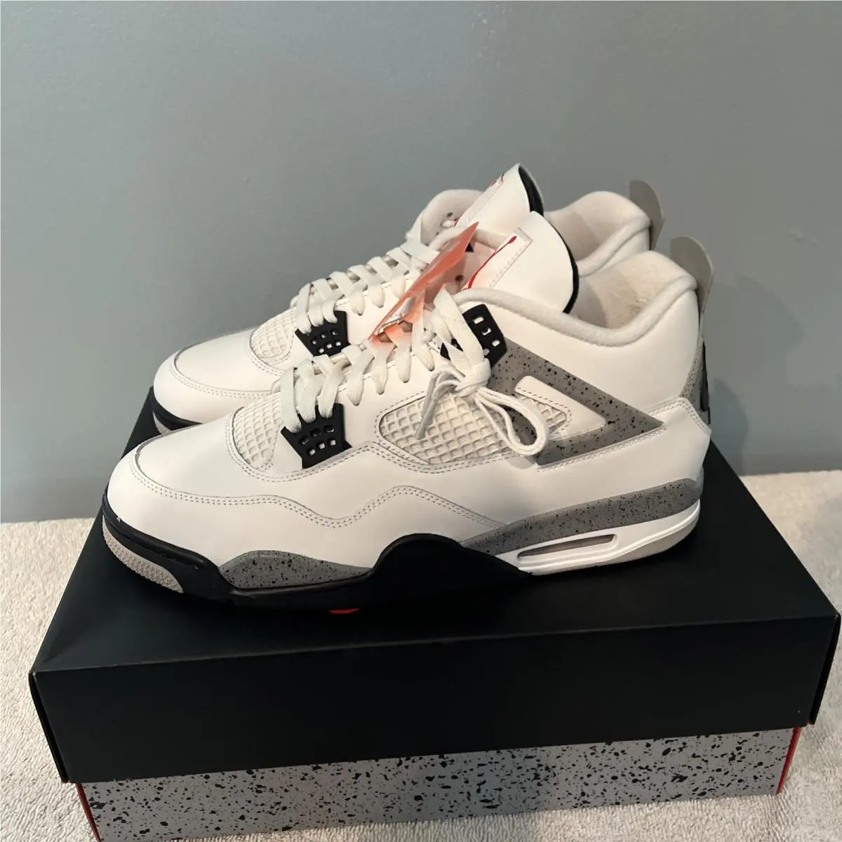 Nike Air Jordan 4 Retro White Cement White Black Red FV5029-100 Mens Size 13