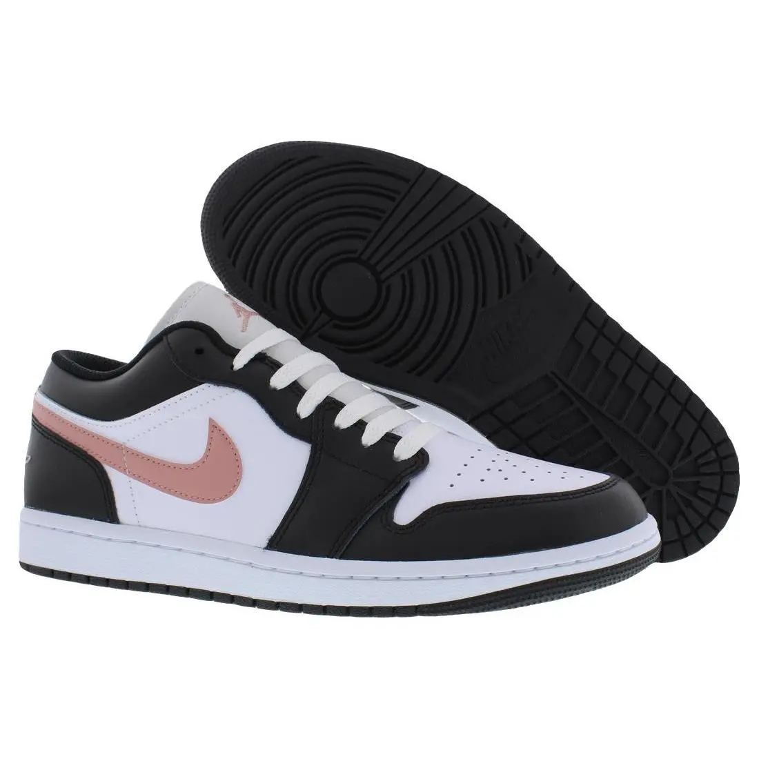 Nike Air Jordan 1 Low Leather Mens Shoes Size 10 Color: White/rust Pink/black