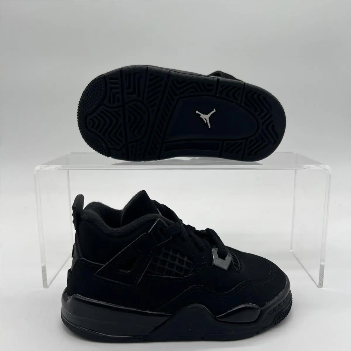 Kids Size 7C Air Jordan 4 Black Cat Triple Black Sneakers IB4387 010 Bgrade