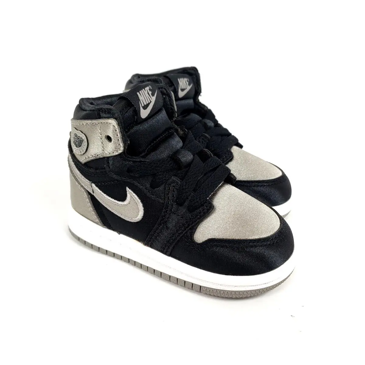 Nike Air Jordan 1 Retro High OG TD Toddler Size 4c Black Medium Grey White Shoes