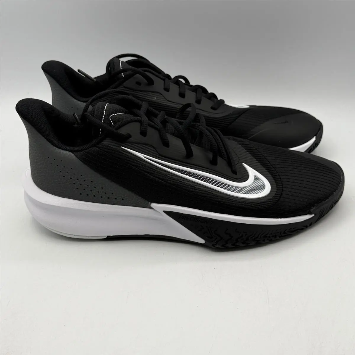 Nike Precision Vii Basketball Shoes Mens 10.5 Black White Iron Grey FN4322-005