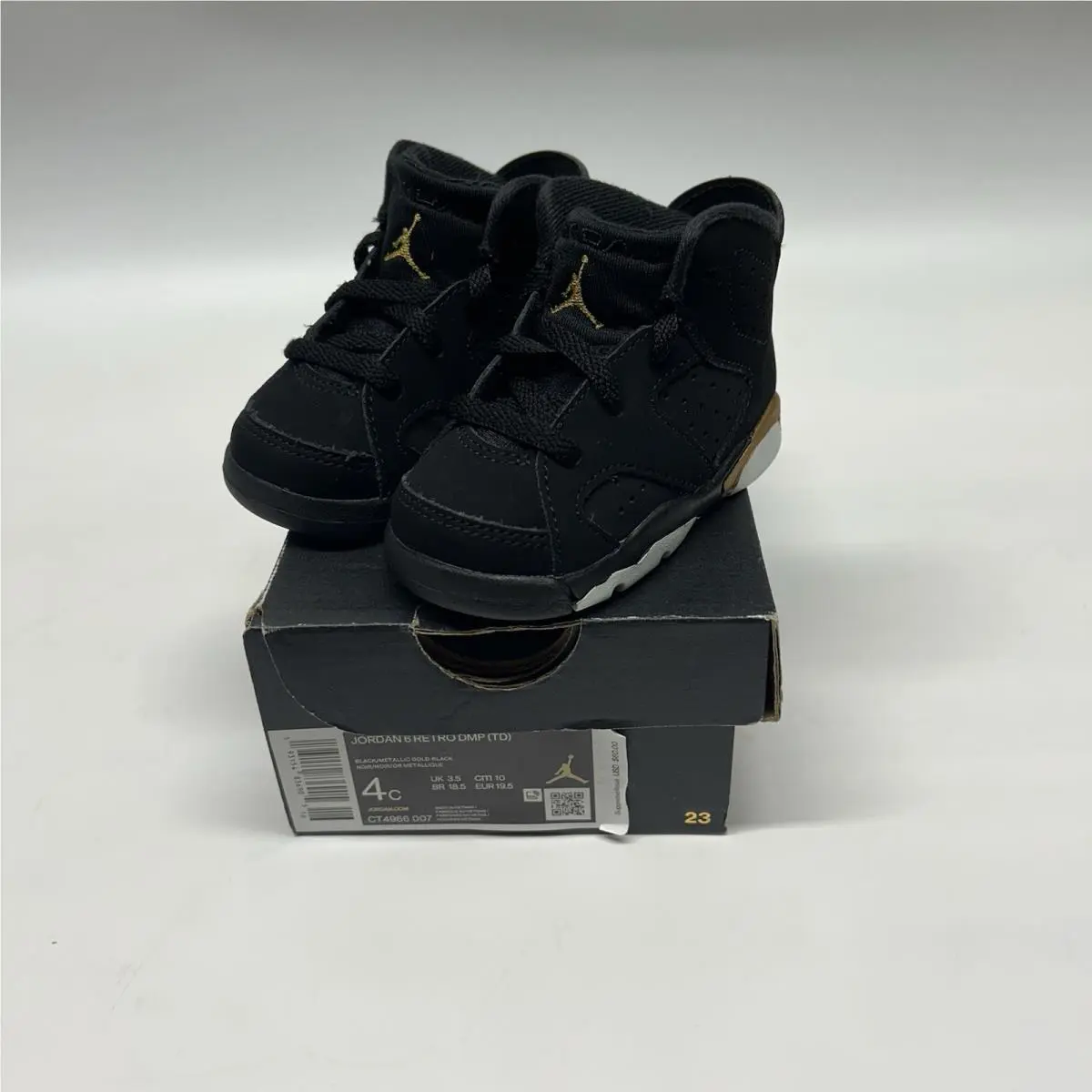 Nike Air Jordan Retro 6 Dmp Black Suede CT4966-007 Toddler 4C Shoes Sneakers