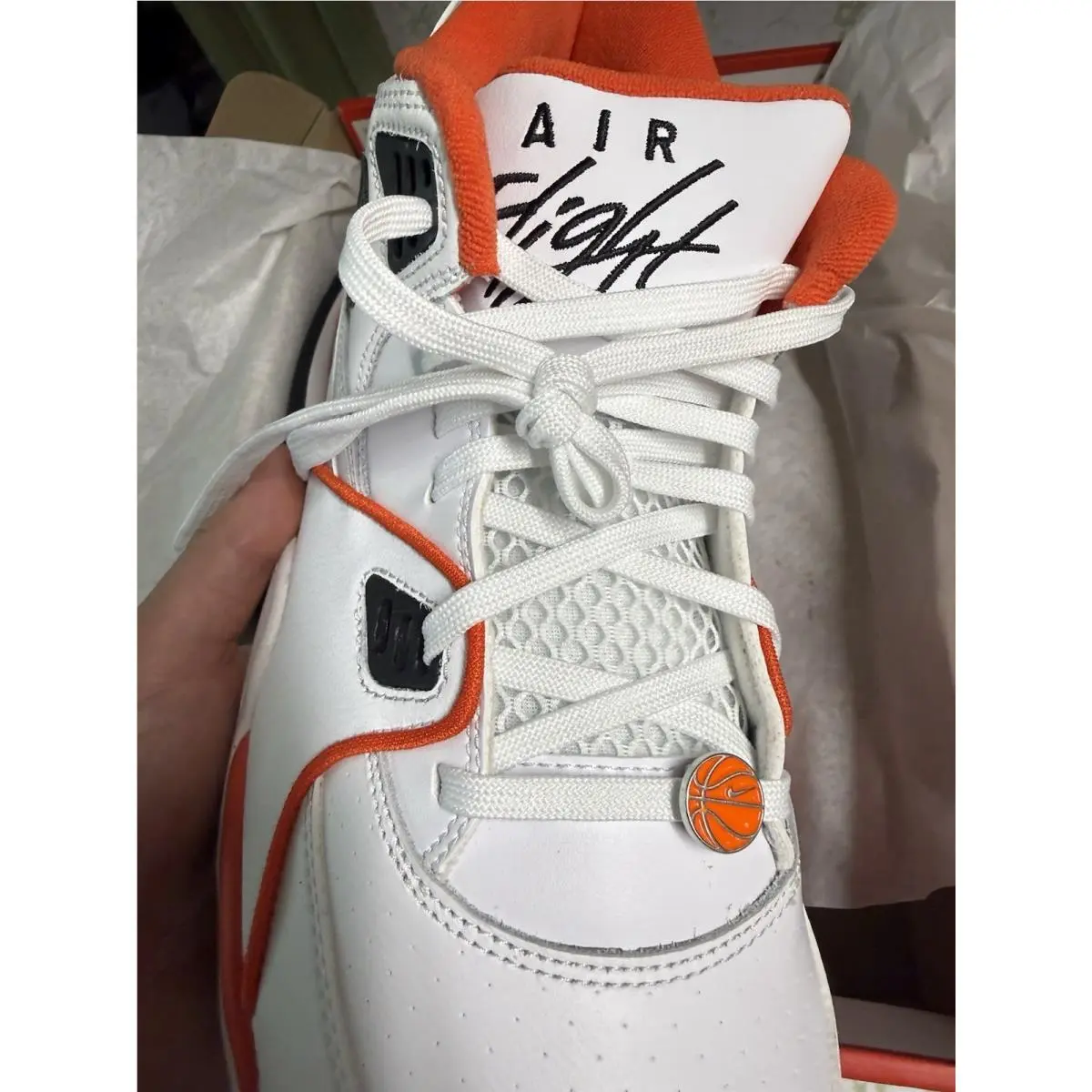 Nike shoes - Nike Air Flight 89 EMB - CZ6097-100 - White/Team Orange/Black 5