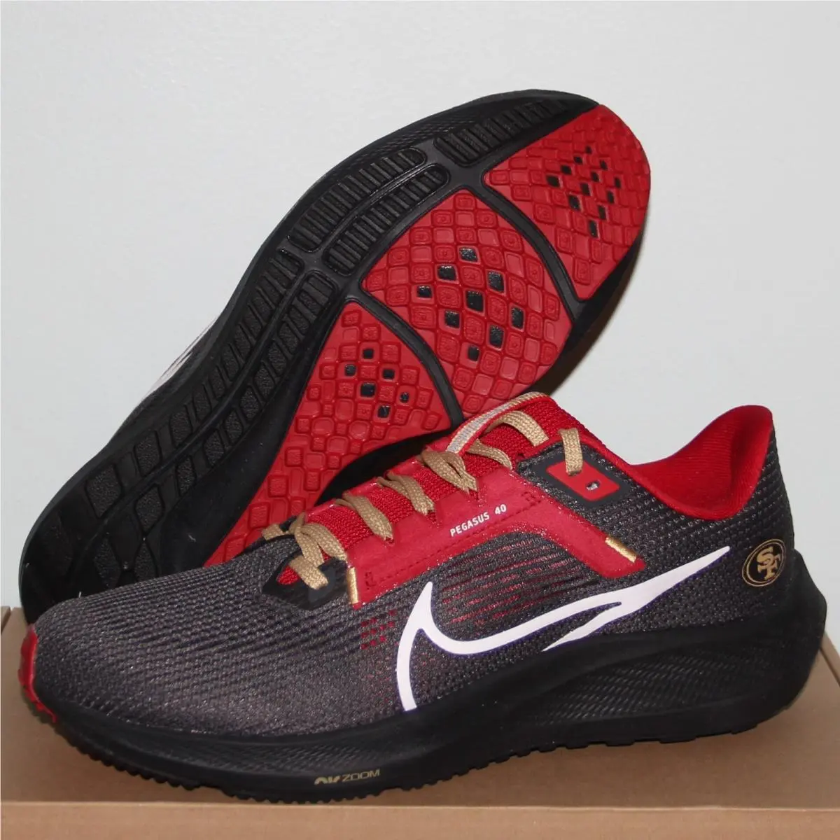 Nike Air Zoom Pegasus 40 San Francisco 49ers Running Shoes Mens 15 DZ5990-001