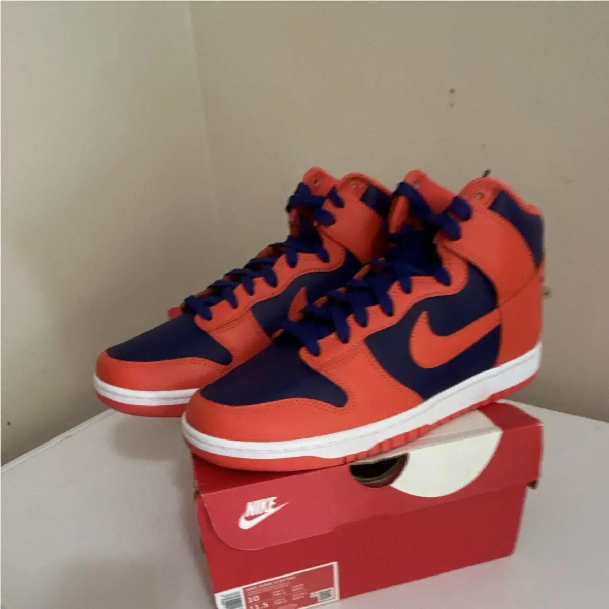 Nike Dunk High Retro York Knick Size 10 Mencolorblock Orange/blue