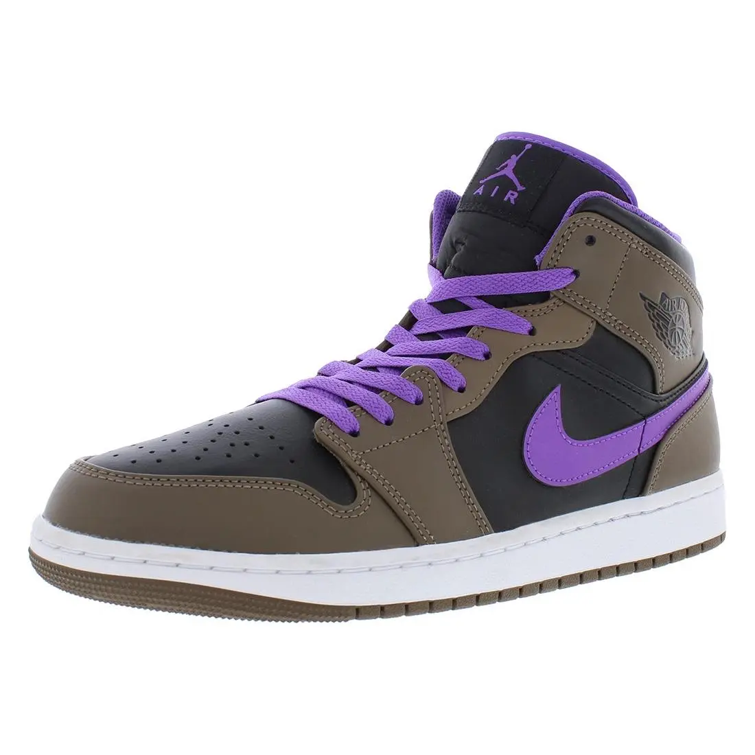 Nike Air Jordan 1 Mid Leather Mens Shoes Size 10.5 Color: Palomino/white/wild