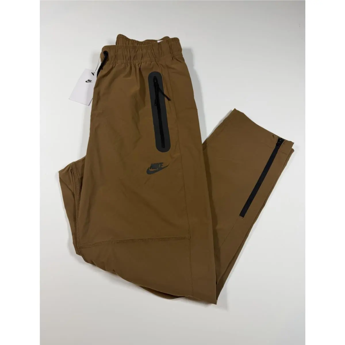 Nike Tech Men`s Woven Pants Size Small Taper Leg Brown HM8241-235 Rare
