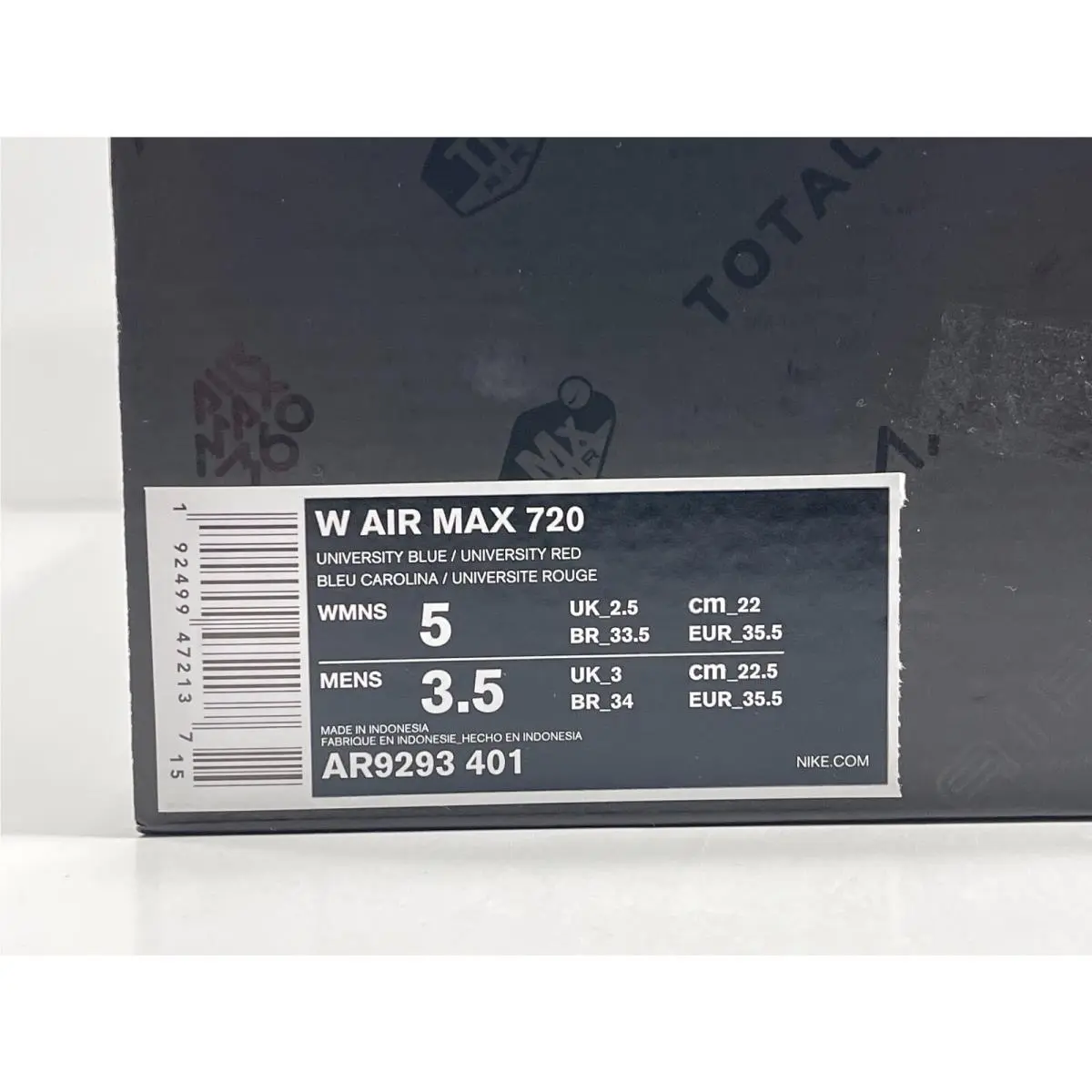 Nike shoes - Nike Air Max 720 - Air Max - AR9293 401 - University Blue (UPC: 192499472137) 8