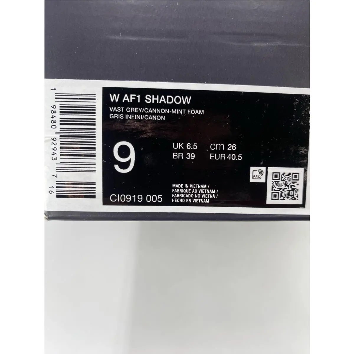 Nike shoes - Nike Air Force 1 Shadow - CI0919 005 - Vast Grey/Cannon-Mint Foam (UPC: 198480929437) 8