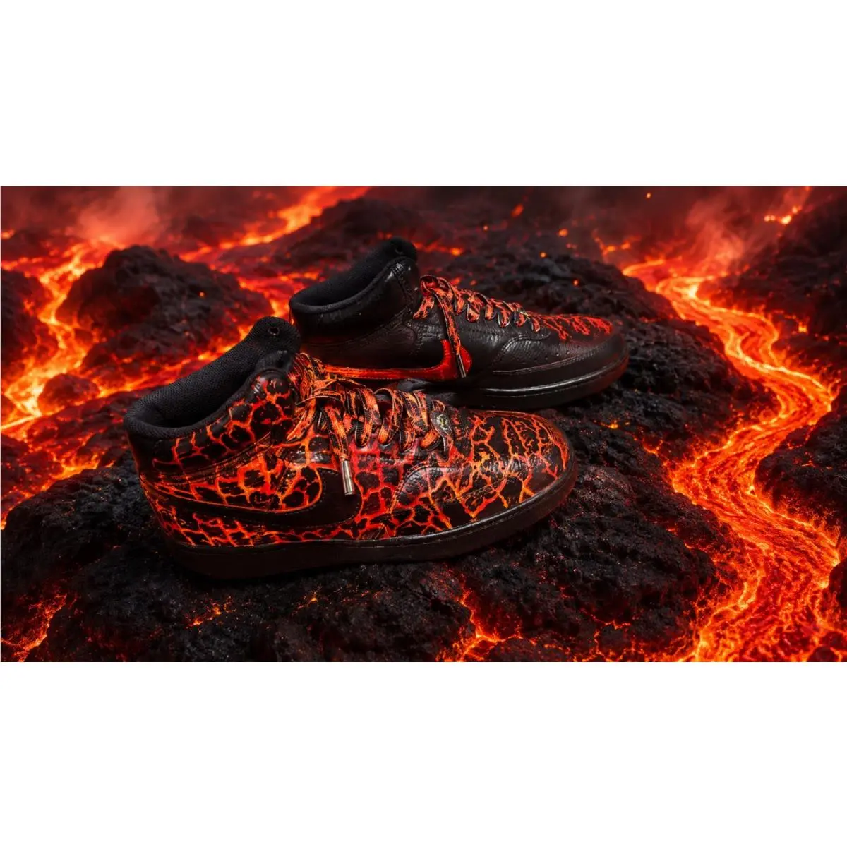Nike Bobzilla Designs Custom Painted Air Force One AF1 Mid Red Black Lava 7M/8.5W