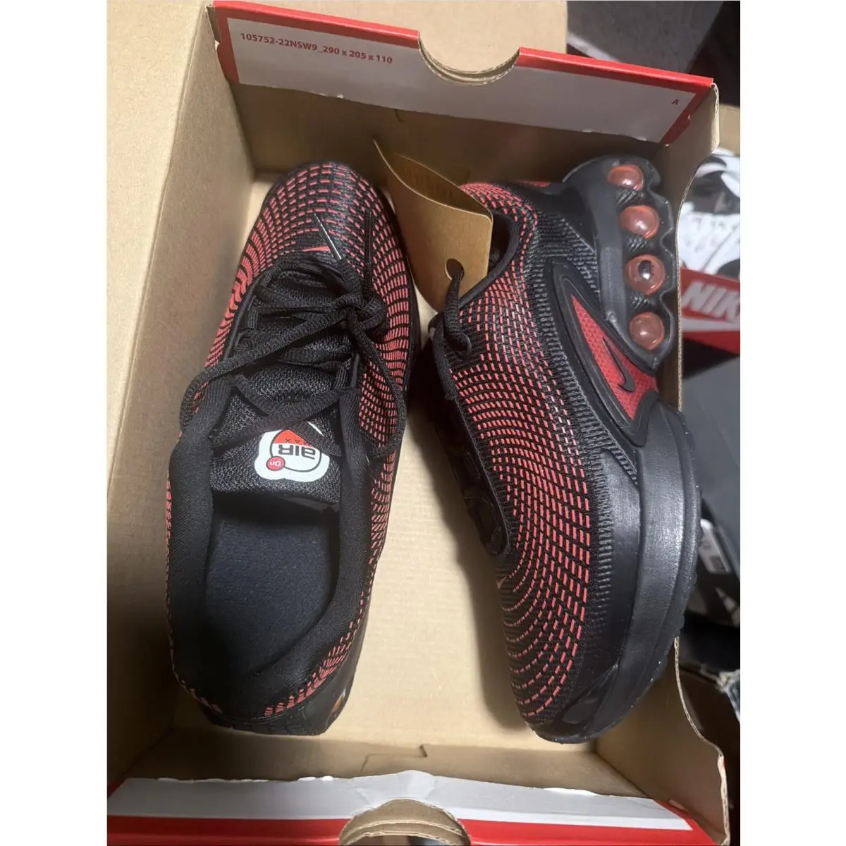 Nike Air Max Dn GS Sneakers Black Red Boys Size 5.Y Women 6.5