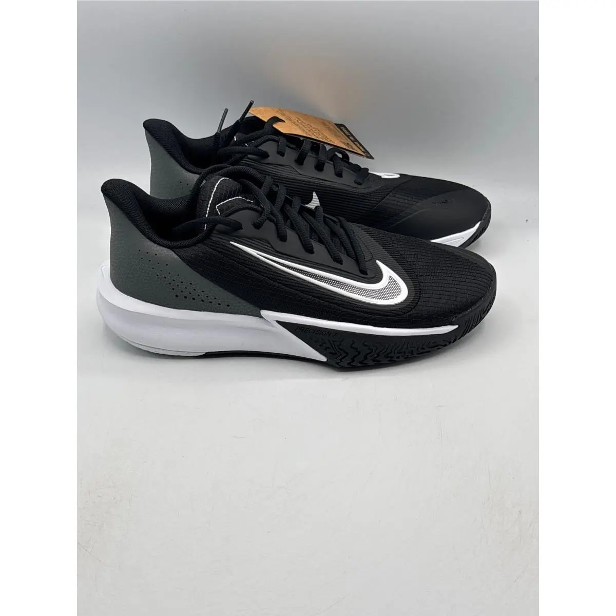 Nike Precision Vii Basketball Shoes Mens 8 Black Iron Grey Low Top FN4322-005
