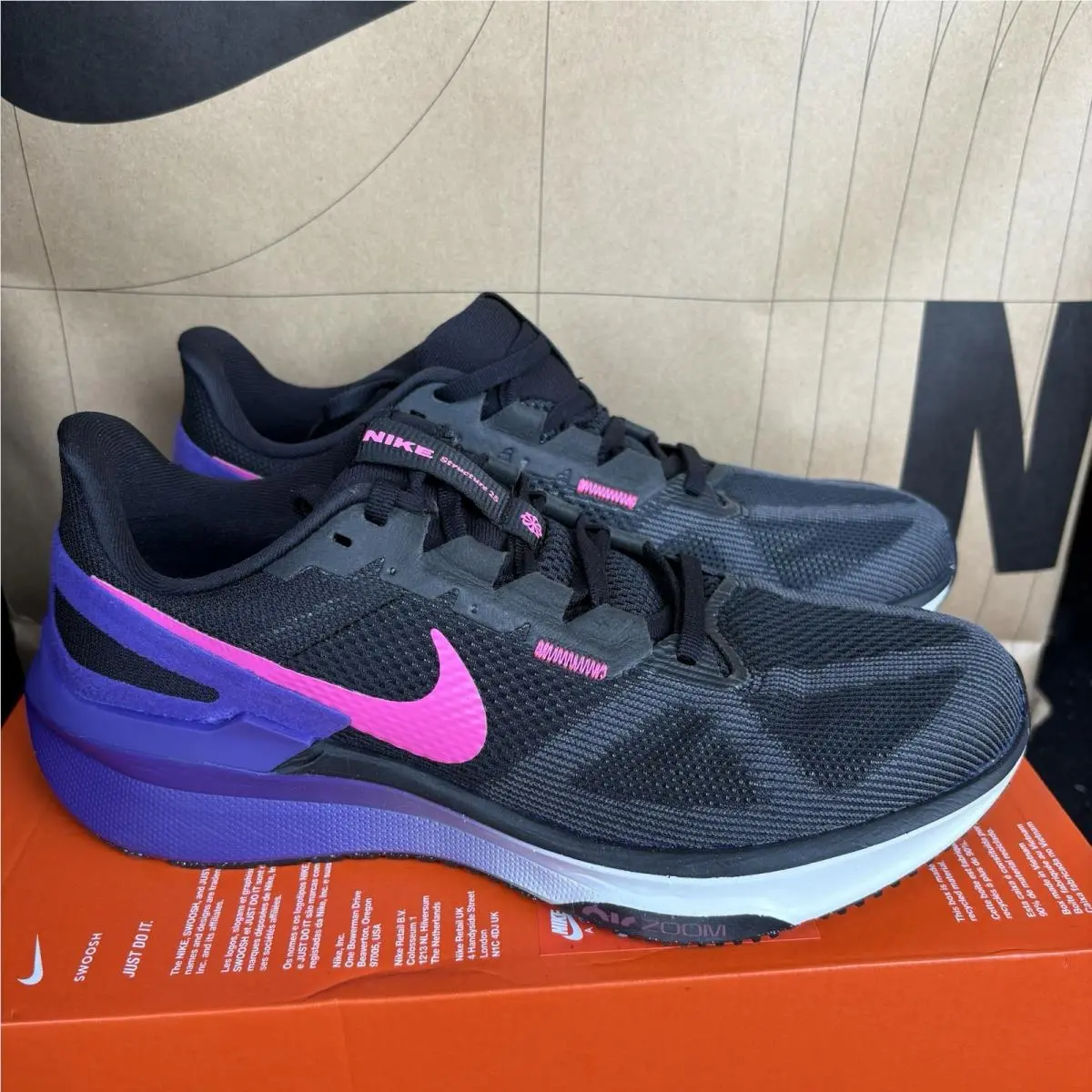 Air Zoom Structure 25 Black Purple Fuchsia Nby DJ7883-010 Men Size 9 by Nike
