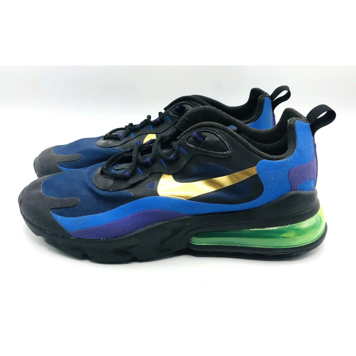 Nike Air Max 270 React AO4971-005 Blue Running Shoes Sneakers Men Sz 9.5