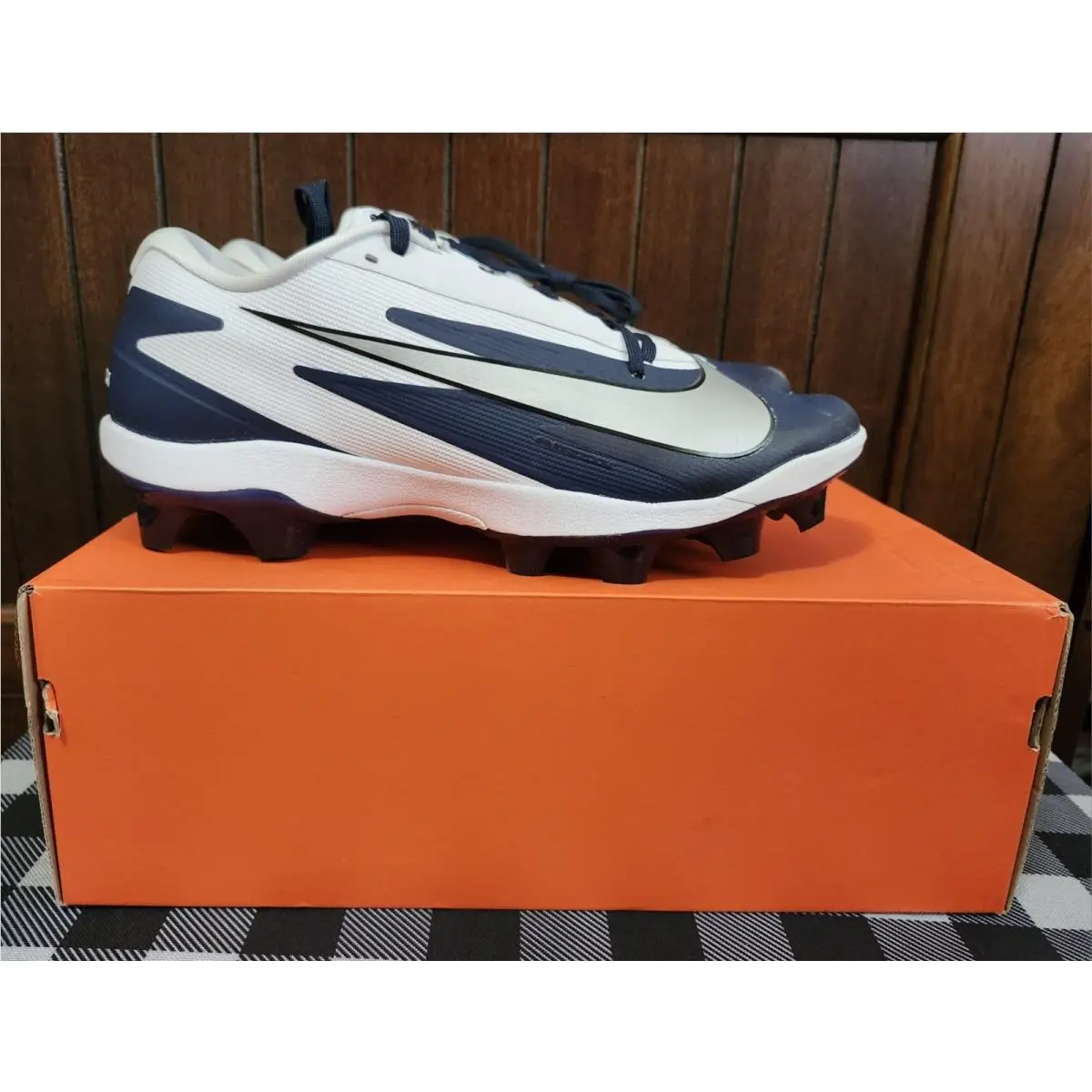 Nike shoes - NIKE DIAMOND CLEATS - DIAMOND CLEATS - WHITE, NAVY BLUE (UPC: 00198728393525) 8